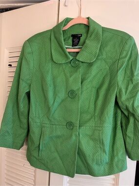 East 5th Green Textured Button-Front Blazer
